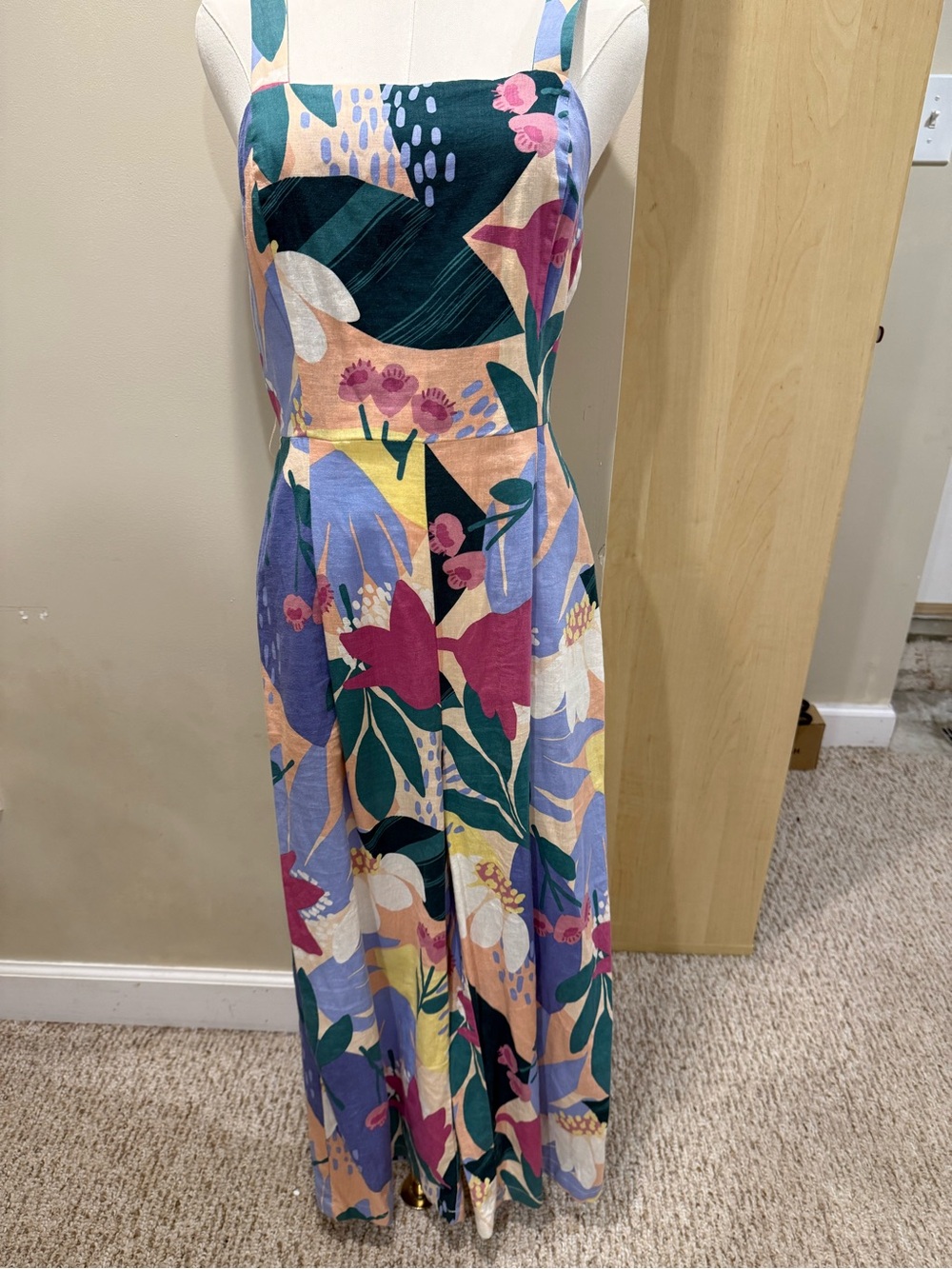 Floral Square-Neck Maxi Dress in Multicolor